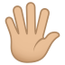 🖐🏼 hand with fingers splayed: medium-light skin tone display on JoyPixels